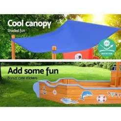 Keezi Sandpit Toy Box Kids Canopy Sand Pit Outdoor Wooden Play Set Large Seat -Outdoor Living Sales Store 0 7E36h0qqzImBSqTpVNeK2Sc
