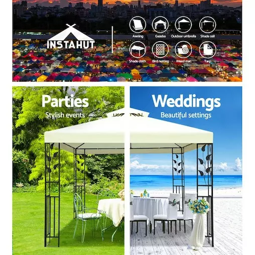 Instahut Gazebo Marquee Tent Wedding Gazebos White 3x3m 4 Instahut Gazebo Marquee Tent Wedding Gazebos White 3x3m - Image 4