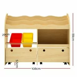 Keezi Kids Bookshelf Children Bookcase Toy Storage Box Organizer Display 2 Bins -Outdoor Living Sales Store 1qnHUZuk UtNhvPlPkHJYWrCU