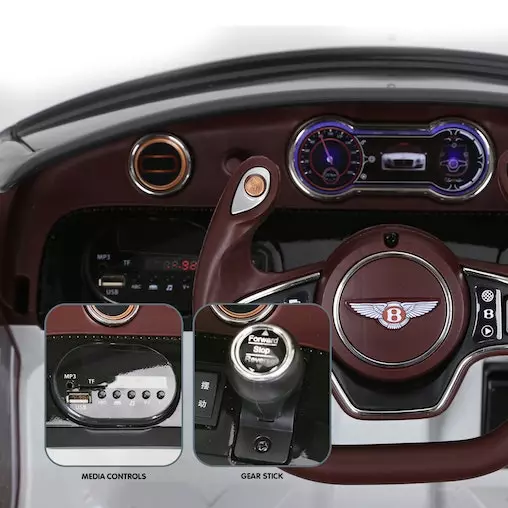 KlikA Bentley Exp 12 Speed 6E Licensed Kids Ride On Electric Car Remote Control - White 5 KlikA Bentley Exp 12 Speed 6E Licensed Kids Ride On Electric Car Remote Control - White - Image 5