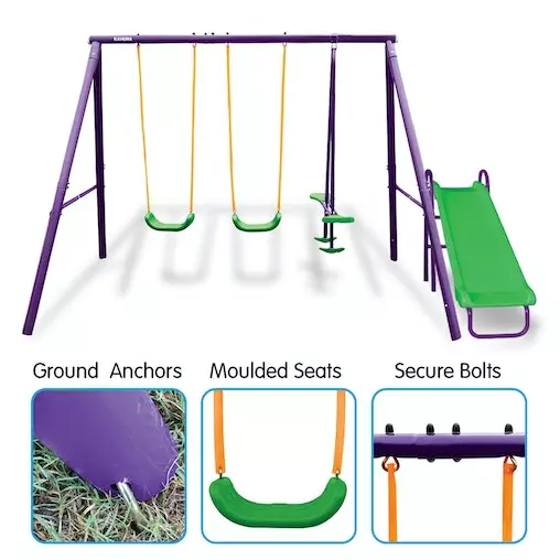 Swing Set With Slide Kahuna 4-Seater Outdoor Play Equipment 9 Swing Set With Slide Kahuna 4-Seater Outdoor Play Equipment - Image 9