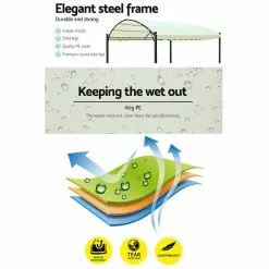 Instahut Gazebo Marquee Tent Outdoor Wedding Gazebos Beige 4x3m -Outdoor Living Sales Store 41la0ZKtAfYrp RhbEKMvfHJo