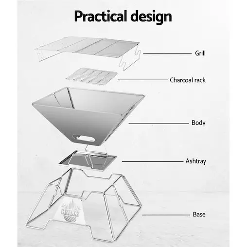 Grillz Camping Fire Pit BBQ 2-in-1 Grill Smoker Portable 5 Grillz Camping Fire Pit BBQ 2-in-1 Grill Smoker Portable - Image 5