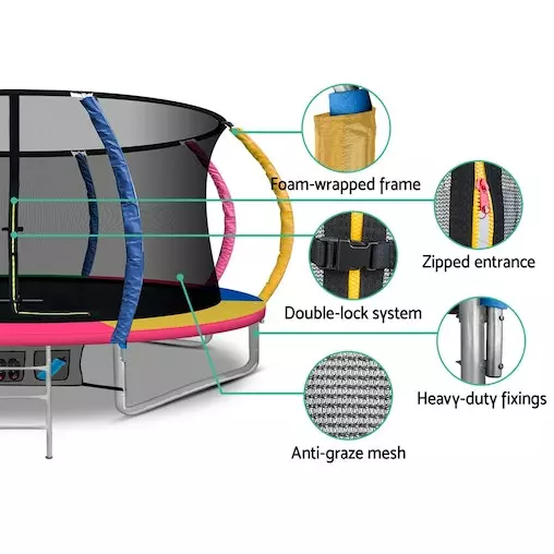 Everfit 14FT Trampoline Round Trampolines With Basketball Hoop Kids Present Gift Enclosure Safety Net Pad Outdoor Multi-coloured 6 Everfit 14FT Trampoline Round Trampolines With Basketball Hoop Kids Present Gift Enclosure Safety Net Pad Outdoor Multi-coloured - Image 6