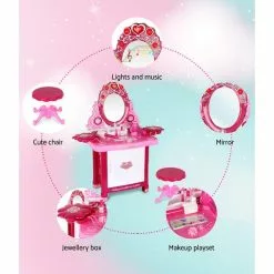 Keezi 30pcs Kids Dressing Table Pretend Play Toy Set Girls Make Up Vanity Desk -Outdoor Living Sales Store 4nm jgtEnQ6nsf79PMN YP8Bo