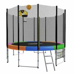Kahuna Trampoline Blizzard 8ft With Basketball Set- Rainbow