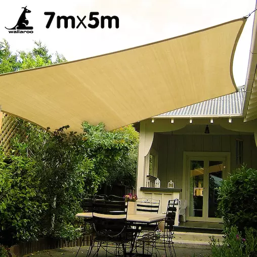 Wallaroo Rectangular Shade Sail 7m X 5m - Sand 2 Wallaroo Rectangular Shade Sail 7m X 5m - Sand - Image 2