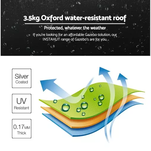 Instahut Outdoor Pop Up Gazebo 3x3 - Black 5 Instahut Outdoor Pop Up Gazebo 3x3 - Black - Image 5