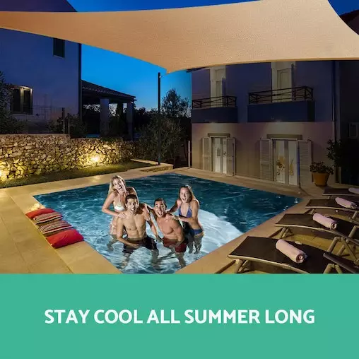 Instahut Shade Sail Cloth Shadecloth Square Heavy Duty Sand Sun Canopy 6x6m 6 Instahut Shade Sail Cloth Shadecloth Square Heavy Duty Sand Sun Canopy 6x6m - Image 6