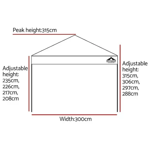 Instahut Outdoor Pop Up Gazebo 3x3 - Black 2 Instahut Outdoor Pop Up Gazebo 3x3 - Black - Image 2