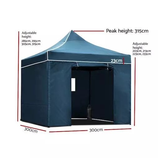 Instahut Gazebo Pop Up Marquee 3x3 Camping Gazebos Tent 2 Instahut Gazebo Pop Up Marquee 3x3 Camping Gazebos Tent - Image 2