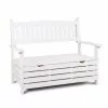 Outdoor Storage Bench Box Wooden Garden Chair 2 Seat Timber Furniture Toy Tool Sheds Store Gardeon White