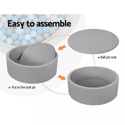 Keezi Ocean Foam Ball Pit With Balls 90x30cm Grey 4 Keezi Ocean Foam Ball Pit With Balls 90x30cm Grey - Image 4