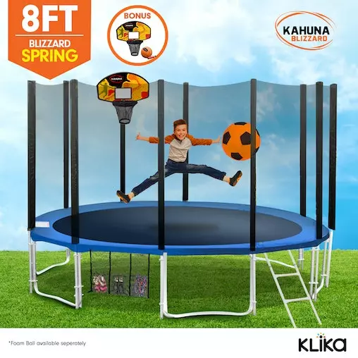 Kahuna Blizzard 8ft Trampoline With Basketball Set - Blue 4 Kahuna Blizzard 8ft Trampoline With Basketball Set - Blue - Image 4