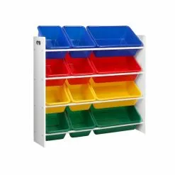 Keezi 12 Plastic Bins Kids Toy Organiser Box Bookshelf Storage Rack Cabinet