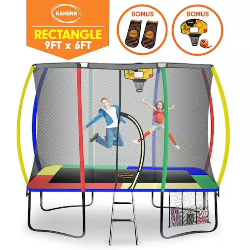 Kahuna Trampoline 6ft X 9ft Rectangular Outdoor Rainbow Basketball Set 2 Kahuna Trampoline 6ft X 9ft Rectangular Outdoor Rainbow Basketball Set - Image 2