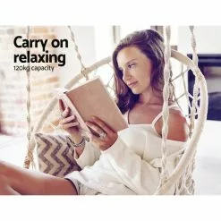 Gardeon Hammock Chair Swing Bed Relax Rope Portable Outdoor Hanging Indoor 124CM -Outdoor Living Sales Store B4y1 LcjGL3NECj H6zPJtof4