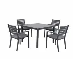 Boston 5 Piece Slatted Dining (Gunmetal Grey)