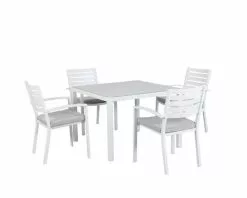 Boston 5 Piece Slatted Dining (White)