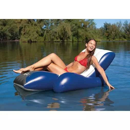 Intex 180cm Inflatable Floating Recliner Lounge Swimming Pool Float 15y+ Blue 2 Intex 180cm Inflatable Floating Recliner Lounge Swimming Pool Float 15y+ Blue - Image 2