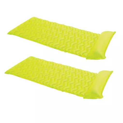 2PK Intex Tote N Floating 229cm Inflatable Pool/Swimming Mat W/Pillow Yellow 14+ 1 2PK Intex Tote N Floating 229cm Inflatable Pool/Swimming Mat W/Pillow Yellow 14+