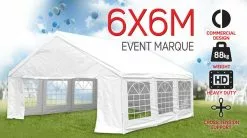 Wallaroo 6x6m Outdoor Event Marquee Gazebo Party Wedding Tent - White -Outdoor Living Sales Store CrwMIBU3YdGpFkJnXnJqha3DA