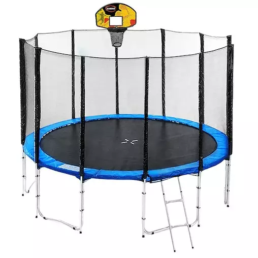 Kahuna Blizzard 14ft Trampoline With Basketball Set - Blue 1 Kahuna Blizzard 14ft Trampoline With Basketball Set - Blue