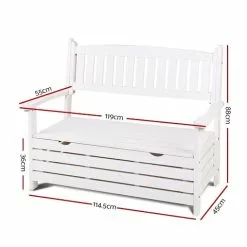 Outdoor Storage Bench Box Wooden Garden Chair 2 Seat Timber Furniture Toy Tool Sheds Store Gardeon White -Outdoor Living Sales Store FKgBR6NES TxHPPC7 2b0brKE