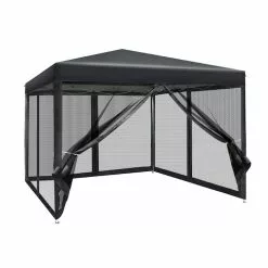 Instahut Gazebo Pop Up Marquee 3x3 Mesh Outdoor Gazebos Black