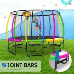 Kahuna Trampoline 14 Ft With Basketball Set - Rainbow -Outdoor Living Sales Store HxEbflMNfJybZN672TJPchMmk