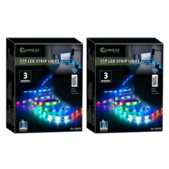 2x Sansai 3m USB Powered RGB LED Strip Light Monitor Backlight W/ Remote Control