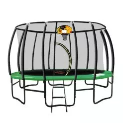 Trampoline 14ft Kahuna With Basketball Set - Green