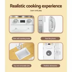 Keezi Kids Kitchen Set Pretend Play Wooden Toys Cooking Cookware Childrens Toy -Outdoor Living Sales Store JG7z4ulPW y1Kw0FY LTUga58