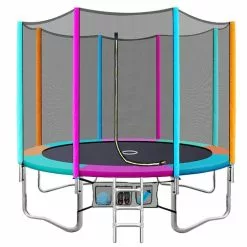 Everfit 10FT Trampoline Round Trampolines Kids Safety Net Enclosure Pad Outdoor Gift Multi-coloured