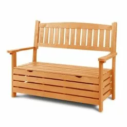 Outdoor Storage Bench Box Wooden Garden Chair 2 Seat Toy Tool Sheds Chest Patio Furniture Gardeon