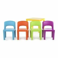 Gem Toys Kids Plastic 5-Piece Table & 4 Chairs Set (Multicoloured) -Outdoor Living Sales Store MzWzRoxHTFtk8V D7vHah3T3g