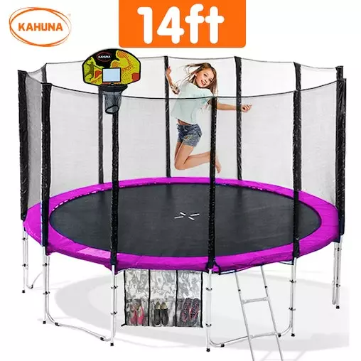 Kahuna Blizzard 14ft Trampoline With Basketball Set - Pink 3 Kahuna Blizzard 14ft Trampoline With Basketball Set - Pink - Image 3