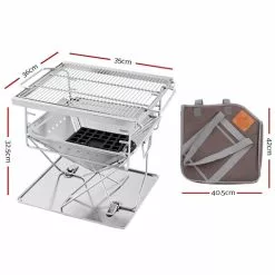 Grillz Camping Fire Pit BBQ Portable Folding Stainless Steel Stove Outdoor Pits -Outdoor Living Sales Store N5fP LPAbPDGiUBOHk5dSwabU