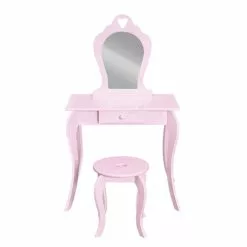 Keezi Kids Vanity Dressing Table Stool Set Mirror Drawer Children Makeup Pink -Outdoor Living Sales Store Nj456KW5p6uyN4jb0A9rfRSZk