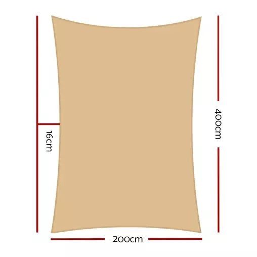 Instahut Sun Shade Sail Cloth Shadecloth Rectangle Canopy 2x4m 2 Instahut Sun Shade Sail Cloth Shadecloth Rectangle Canopy 2x4m - Image 2