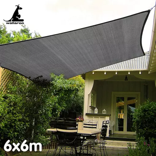 Wallaroo Outdoor Sun Shade Sail Canopy Grey Square 6 X 6M 6 Wallaroo Outdoor Sun Shade Sail Canopy Grey Square 6 X 6M - Image 6