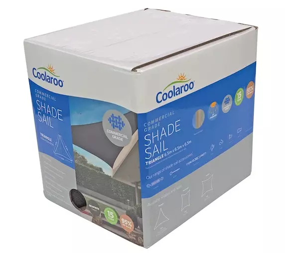 Coolaroo Commercial Grade Shade Sail Triangle 6.5m - Graphite 2 Coolaroo Commercial Grade Shade Sail Triangle 6.5m - Graphite - Image 2