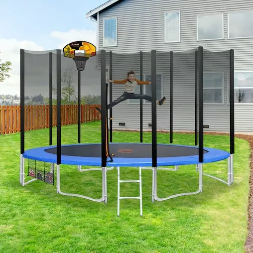 Kahuna Blizzard 14ft Trampoline With Basketball Set - Blue 11 Kahuna Blizzard 14ft Trampoline With Basketball Set - Blue - Image 11