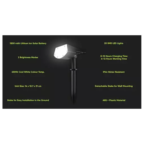 25th Hour 31cm 2in1 Solar Landscape Outdoor/Garden/Patio LED Light Adjustable 10 25th Hour 31cm 2in1 Solar Landscape Outdoor/Garden/Patio LED Light Adjustable - Image 10