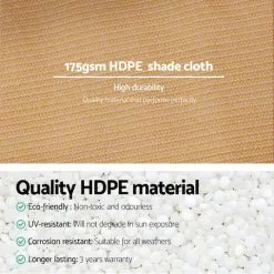 Instahut 70% Sun Shade Cloth Shadecloth Sail Roll Mesh Outdoor 175gsm 3.66x10m Beige -Outdoor Living Sales Store PE2dCOMnev YtkMSWlArjnJSU