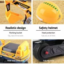 Keezi Kids Ride On Digger Pretend Play Toy Sand Excavator Children W/ Helmet -Outdoor Living Sales Store PHYHlv5p5nMU3f ukKZYza8Hg