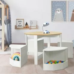Keezi 5 PCS Kids Table And Chairs Set Storage Play Desk -Outdoor Living Sales Store QAVpQ5a29kimuA7qmjEl2Z7Co