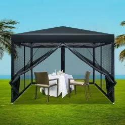 Instahut Gazebo Pop Up Marquee 3x3 Mesh Outdoor Gazebos Black 13 Instahut Gazebo Pop Up Marquee 3x3 Mesh Outdoor Gazebos Black -Outdoor Living Sales Store RGAKdmX3yOSosVJqKn3ISZho