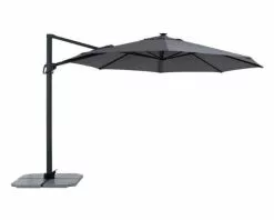 Rome 3.5m Octagonal Solar LED Cantilever Charcoal Umbrella