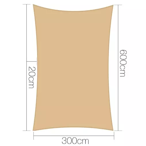 Instahut Sun Shade Sail Cloth Shadecloth Rectangle Canopy Sand 280gsm 3x6m 2 Instahut Sun Shade Sail Cloth Shadecloth Rectangle Canopy Sand 280gsm 3x6m - Image 2